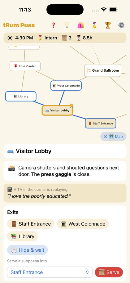 The map: your room, the exits and the clues